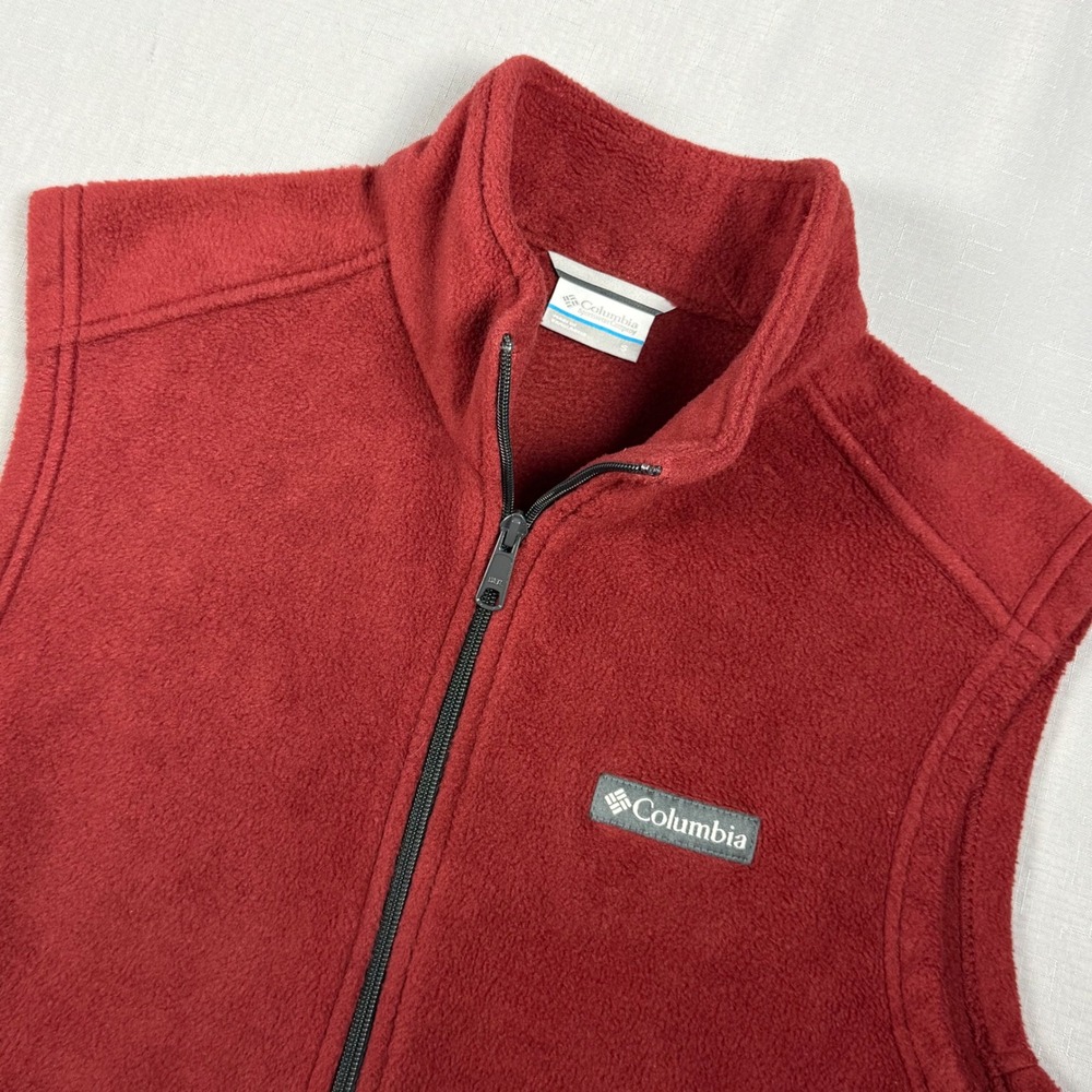 Columbia Steens Mountain Fleece Vest Mens Small Red Full Zip XM1024